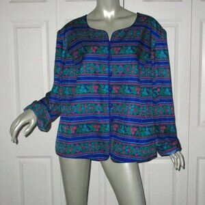 ADRIANNA PAPÉLL Purple Jewel Tone Floral Pattern Vintage Silk Jacket